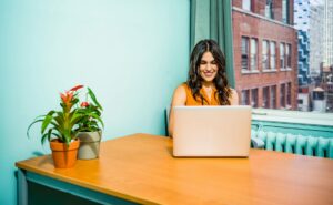 woman using laptop